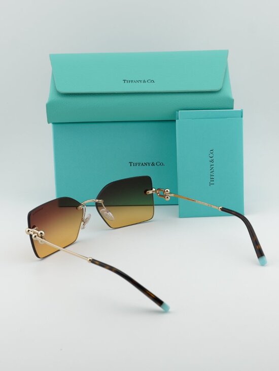Tiffany & Co TF3088 618978 Rectangle Sunglasses - Pale Gold/Orange Gradient main image 9